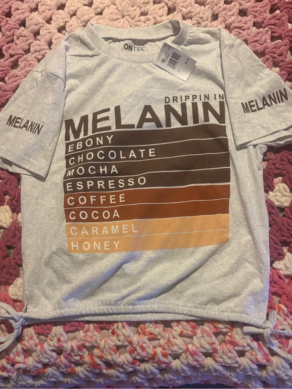 NWT On Fire Grey Melanin Graphic Crop top